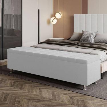 Imagem de Calçadeira Baú Recamier Estofado King 195 Cm ônix Corino Branco