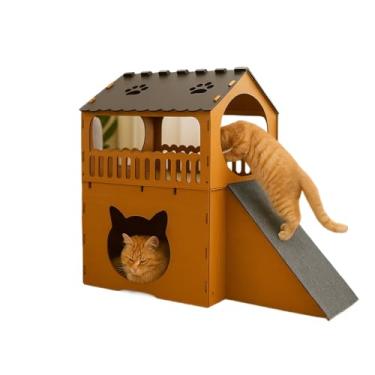 Imagem de Playground Para Gatos 9 Peças Brinquedo de Gato com Arranhador Nicho Ponte Degrau Rede (Casa 2 andares)