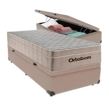 Imagem de Cama Box Baú Airtech Solteiro + Colchão de Molas Ensacadas - Ortobom -