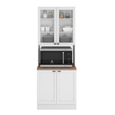 Imagem de Paneleiro 4 Portas com Vidro 1 Nicho Micro-ondas Unna Yescasa