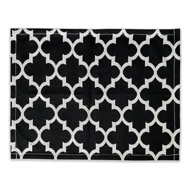 Imagem de Jogo de Tapete para Cozinha Antiderrapante Emborrachado 3 Peças – Passadeira e Tapetes Decorativos Laváveis (FLOR PRETO)