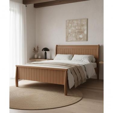 Imagem de Cama De Casal King Size Floral 1,95 X 2,05 - Madeira Maciça - Móveis De Gramado - Castanho