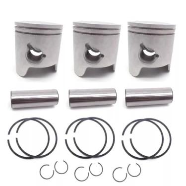 Imagem de 6K5-11631 Pistão e anel 6K5-11601 STD para motor de popa Yamaha 2T 60HP 3CYL Powertec Parsun T60 6K5-11631-03 6H3-11631-01-96