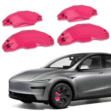 Imagem de Tampas de pinça de freio compatíveis com Tesla Model Y Juniper 2025-2026, 48 cm capas de pinça de freio dianteiro e traseiro do cubo da roda de freio 4 peças para acessórios de zimbro modelo Y (roxo