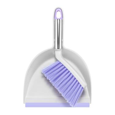 Imagem de NACENA Conjunto de mini vassoura e pá de lixo, panela de poeira pequena e conjunto de escova com alça, dentes de pá de lixo para limpar o cabelo, adequado para mesas de escritório, gavetas, sofás