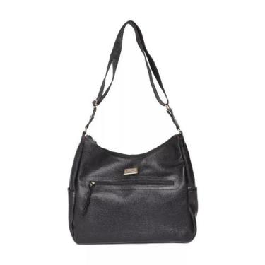 Imagem de Bolsa Feminina em Couro Legítimo com Zíper e Alças de Ombro - Di Marly