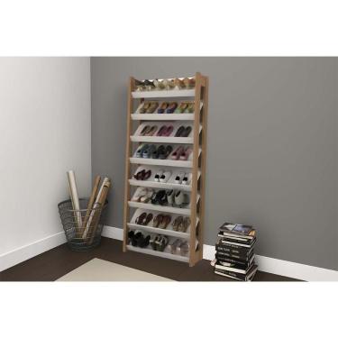 Imagem de Armário Sapateira Quarto Az1006 C- 8 Prateleiras Amêndoa-branco - Tecno Mobili