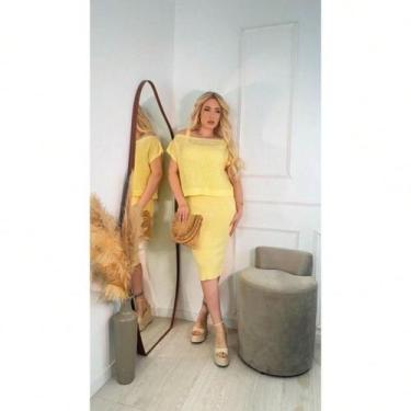 Imagem de Vestido Midi Feminino Elegante Verão Tricot Premium Casual Blogueira P