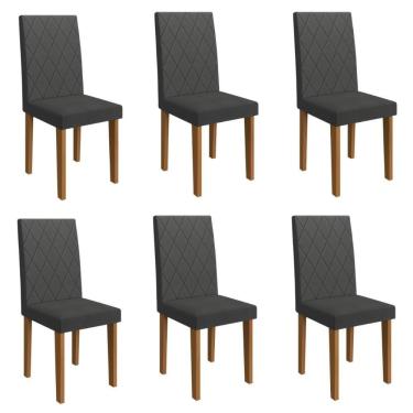 Imagem de Kit 6 Cadeiras De Jantar Estofadas 43,5cm Multimóveis CR50220 Grafite