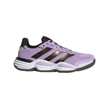Imagem de adidas Tênis feminino Stabil 16 para uso interno, Ameixa em pó/preto/branco, 36