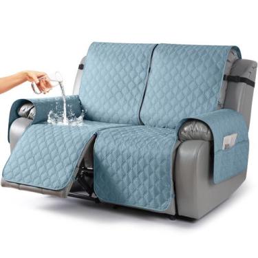 Imagem de Capa de sofá reclinável TAOCOCO impermeável de 2 lugares azul celeste