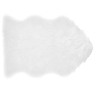 Imagem de LUMINFLY Tapete de pele sintética branca 60 x 90 cm, tapete de pele de carneiro de pelúcia, antiderrapante para móveis e camas