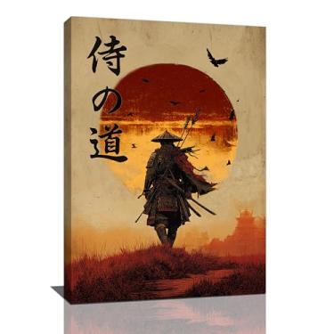 Imagem de Samurai japonês arte de parede oriental asiático Bushido decoração de parede figura de guerreiro imagens pinturas impressões japonesas arte estética tradicional decorações emolduradas para quarto sala