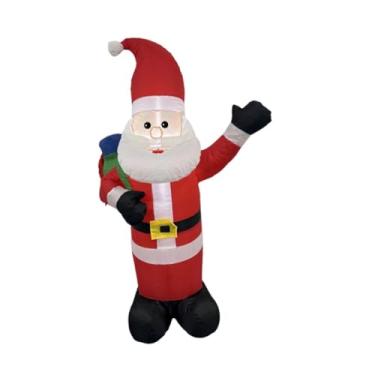 Imagem de Esquirla Enfeite inflável de Natal do Papai Noel para decoração externa com luzes, adereço divertido e versátil para fotos em pátios.
