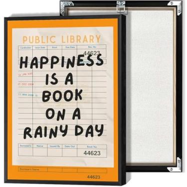 Imagem de Happiness Is A Book On A Rainy Day Posters Reading Lovers Canvas Wall Art Funky Prints for Living Room Room Home Wall Decor 30 x 40 cm sem moldura
