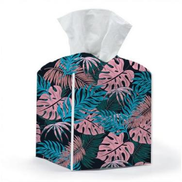 Imagem de Capa de caixa de lenços, suporte de caixa de lenços, quadrado com fundo de cinto, organizador decorativo de couro PU para mesa, banheiro, banheiro, carro, escritório, cômoda, decoração estética de