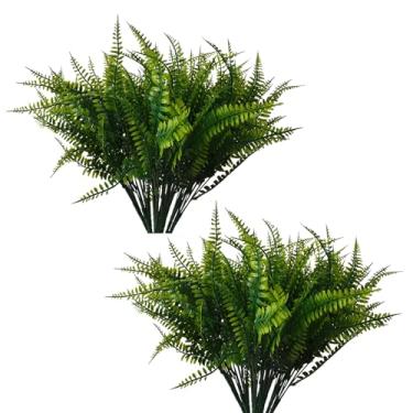 Imagem de Unabbsion 20 pacotes de plantas artificiais, vegetação falsa de samambaia de Boston resistente aos raios UV, não desbota, plantas de plástico falso para decoração de varanda e janela de jardim