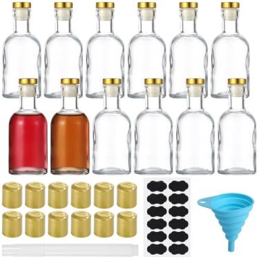 Imagem de LUMINFLY 12 mini garrafas de vidro, transparentes com tampas T-Top, garrafas de licor de 85 g, tampas termorretráteis e vedação hermética para vinho e cerveja