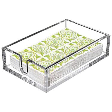 Imagem de Suporte de guardanapo de acrílico moderno, organizador de toalha de mão transparente para banheiro ou jantar, 22 x 14 x 6 cm, design elegante e funcional