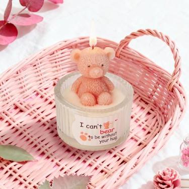 Imagem de SRCVYLT Presente de vela de urso para mãe, tia, esposa, 7 cm, velas decorativas fofas, presentes votivos da filha e filho, para Natal, velas engraçadas de urso, presente para aniversário e aquecimento
