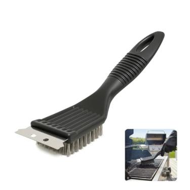 Imagem de Escova Aço Raspador Limpeza Grelha Churrasqueira Grill Chapa Parrilla BBQ Escova Limpeza Pesada Cerdas Aço Resistente Cabo Ergonômico Removedor Gordura Resíduos Utensílio Churrasco Profissional