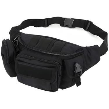 Imagem de Pochete masculina oculta, bolsa de cintura ajustável com design de vários bolsos, tecido Oxford preto, 9,8 × 5,9 × 5,9