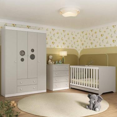 Imagem de Quarto de Bebê Completo com Berço Americano 3 em 1 Pirulito Multimóveis MP4617