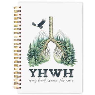 Imagem de WARDOS Caderno espiral cristão YHWH Lungs 14 x 20 cm, caderno bíblico para homens e mulheres, diário de oração para homens e mulheres, presentes cristãos, presentes baseados na fé, cada respiração