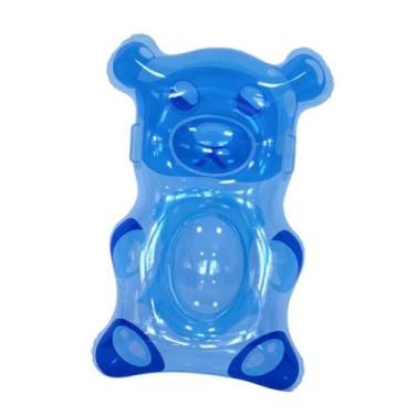 Imagem de Dynwave Boia inflável de ursinho de goma para piscina, boias divertidas, decoração de festa, brinquedo inflável fofo para piscina, prancha de surfe para, Azul