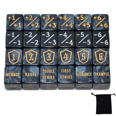 Imagem de StarMall 24pcs MTG Counter Dice Plus 1 Tokens Life Token Dice Set +1/-1 Counters D6 Dice Bulk with Pouch for Magic The Gathering. Card Game Accessories, TCG, CCG