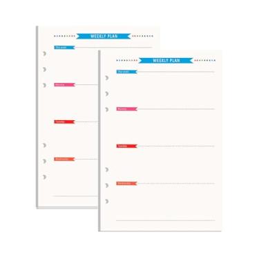 Imagem de NatSumeBasics Refil de papel A5, pacote com 2, 80 folhas, agenda semanal de 14 x 20 cm, 6 furos para diário de viagem pessoal (A5 semanal)