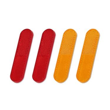 Imagem de Boguish 4 peças refletores de motocicleta 3,78 x 0,94 refletor oval autoadesivo para trailers, caminhões, automóveis, bicicleta, barco (vermelho + âmbar)