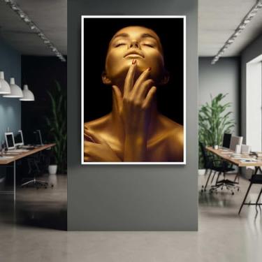 Imagem de Quadro com Moldura Mulher Dourada Salão Decorativo Grande Sala Quarto Hall