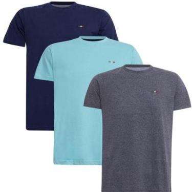 Imagem de Kit 3 Peças Camisetas Básicas Masculina FMF em Algodão Premium no Estilo Tommy Bordado Itália-Masculino