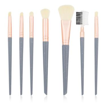 Imagem de Pincéis de Maquiagem Profissional, Kit Com 7 Peças, Cerdas Sintéticas, Pinceis Para Esfumar Contorno, Para Base, Corretivo e Pó, Estojo em Formato Diamante