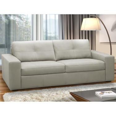 Imagem de Sofá 3 Lugares Para Sala de Estar Living 235cm Vienne L06 Couro Cinza Claro - Lyam Decor
