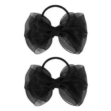 Imagem de Laços de cabelo de organza de 11 cm para meninas, 2 peças de elásticos macios, suportes de rabo de cavalo coloridos para crianças, adolescentes e mulheres – Perfeito para uso diário ou presentes de