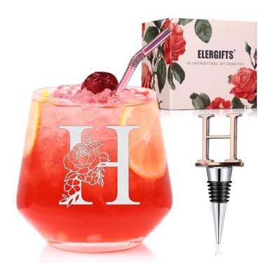Imagem de Presentes personalizados para mulheres, monograma A-Z taça de vinho presente personalizado, presentes exclusivos de aniversário de Natal para mulheres, sua mãe, amiga, irmã, esposa, filha, enfermeira