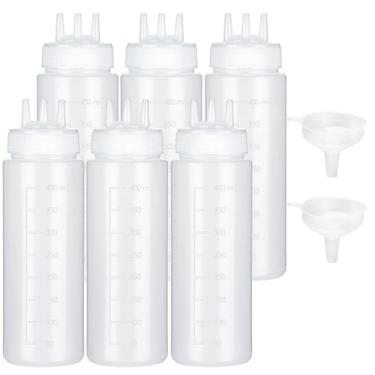 Imagem de Uceoo Garrafa de apertar de 3 furos para molhos, garrafas de plástico para condimentos, dispensadores de molho de tomate para ketchup, molho de churrasco, oficina de pintura, artesanato de panqueca