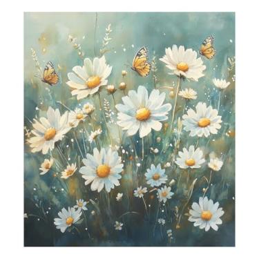 Imagem de Blueangle Aquarela Prado Margaridas Capa de Ímã para Lava-louças, Decoração Frontal de Lava-Louça, Decalques de Armário Doméstico, Adesivos Eletrodomésticos, 58 cm C x 66 cm Adesivo Magnético