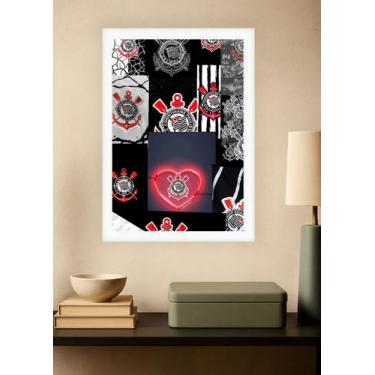 Imagem de Quadro Corinthians com Vidro e Moldura Branca Tam:A4 - Spark Loja