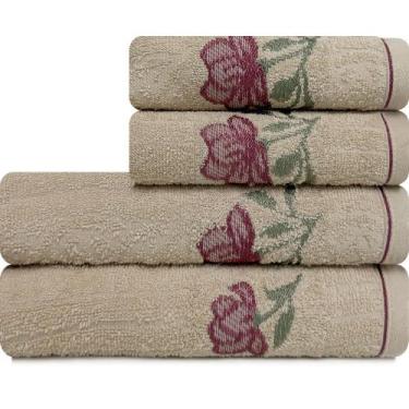 Imagem de Jogo de Toalhas 4 Peças Banho e Rosto 100% Algodão Karsten Encanto, BE