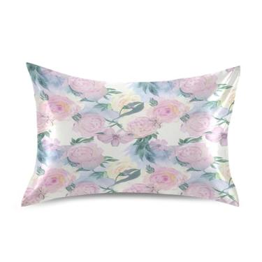 Imagem de SEHANY Capas de almofada elegantes de seda rosas para cabelo e pele, capas de almofada de cetim respiráveis macias e refrescantes com fecho de envelope, tamanho king (50,8 x 66 cm)