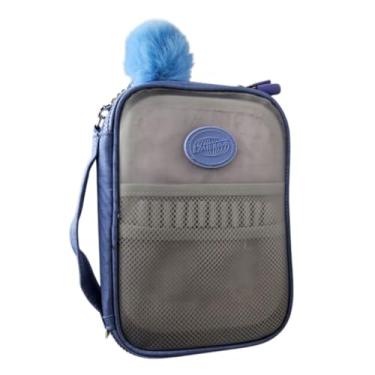 Imagem de Estojo Box Grande Azul Transparente Moderno Escolar Pompom