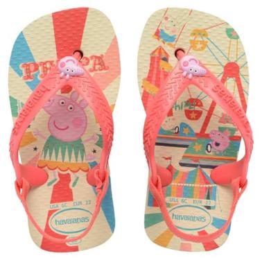 Imagem de Chinelo Havaianas Baby Peppa Pig Original Infantil Elástico Conforto Licenciado (Buttercream/Coral, BR, Bebê, Numérico, 19)