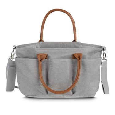 Imagem de Bolsa Executiva Multifuncional 14L | Poliéster Premium Cinza | Alça de Ombro e Mão em Couro Genuíno