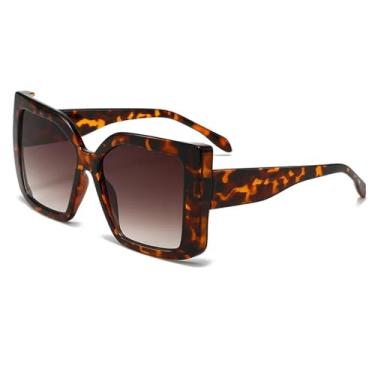 Imagem de Óculos de sol grandes com estampa de leopardo, moda para atividades ao ar livre, proteção solar, praia, férias (leopardo)