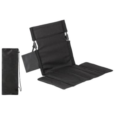 Imagem de MotiveTech Cadeira de arquibancada com almofada para estádio, cadeira de chão para parque, pesca e, Preto