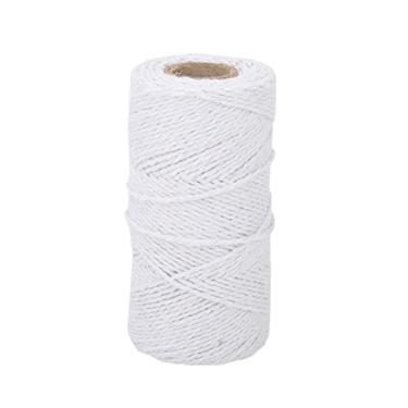 Imagem de Juta fio de costura diy artesanato vintage trança cabo 100m 328.1ft corda de cânhamo para diy embalagem decoração da sala encadernação branco cor natural (fio de algodão branco)