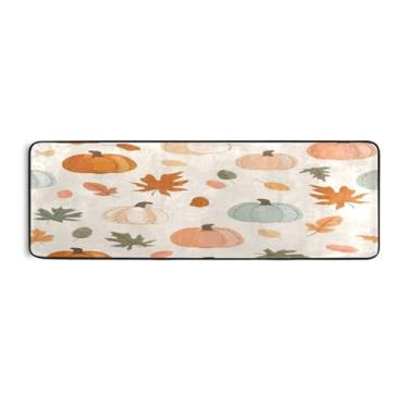 Imagem de Qilmy Tapete de corrida de abóbora colorido de Ação de Graças, 183 x 61 cm, antiderrapante, antifadiga, confortável, tapetes longos, para quarto, sala de estar, banheiro, corredores, entrywa468